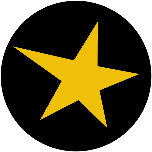 étoile jaune fond noir rond